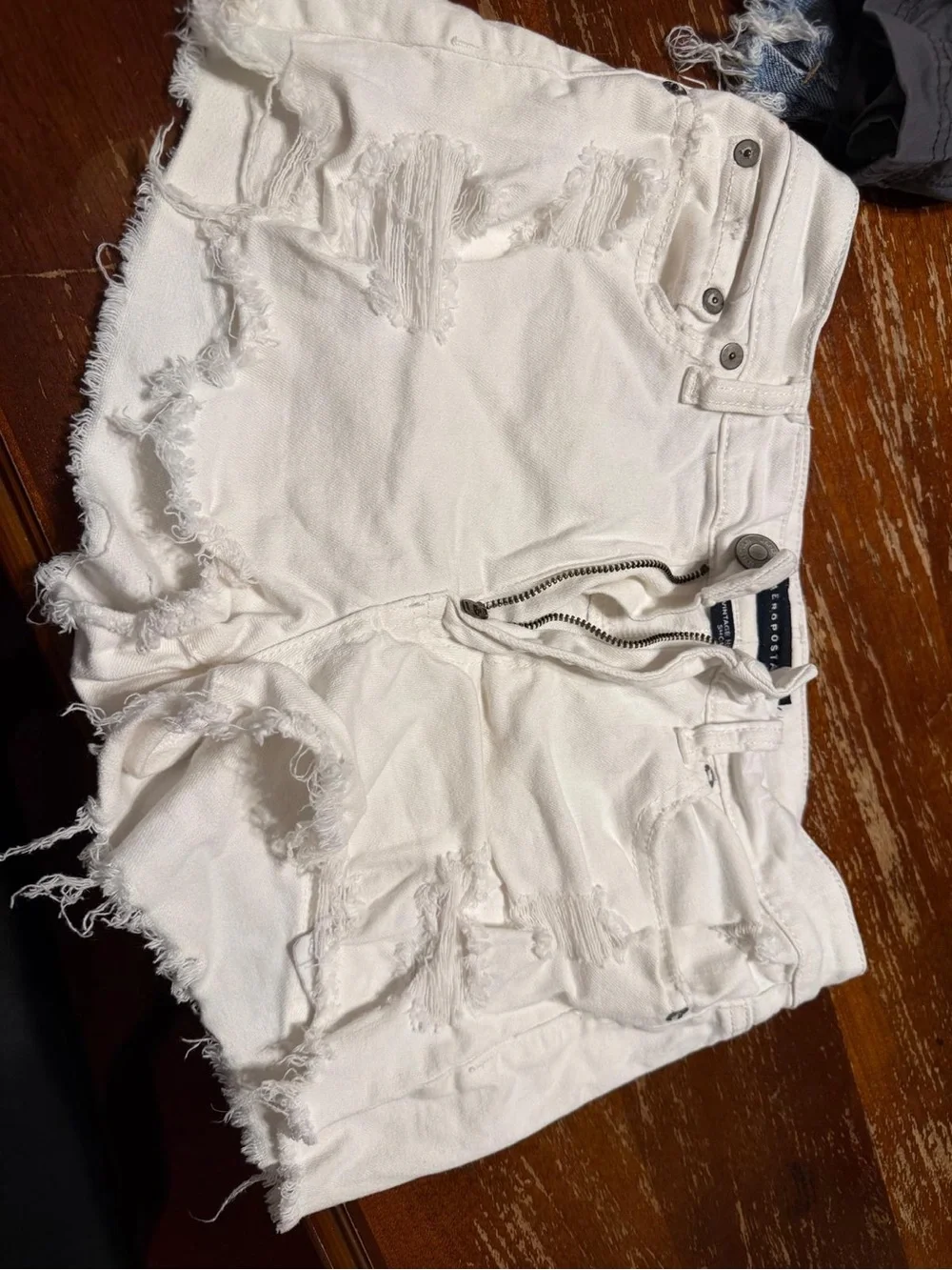 Aeropostale White Distressed Denim Jean Shorts